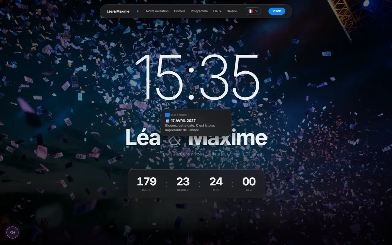 Modèle de site de mariage Digital Futuriste
